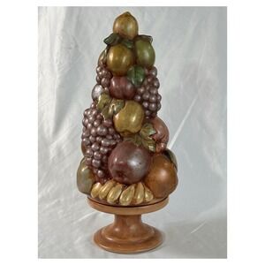 Vintage 16" Ceramic Fruit Topiary Pedestal Tuscan Italian Style Decor